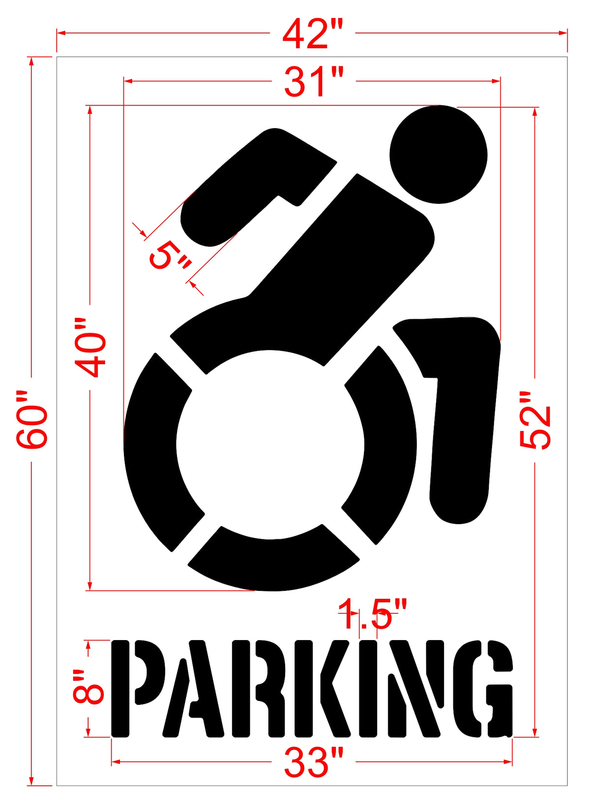NYSDOT 40" Accessible Icon Handicap Stencil with PARKING - High-quality stencil for pavement marking, durable and reusable