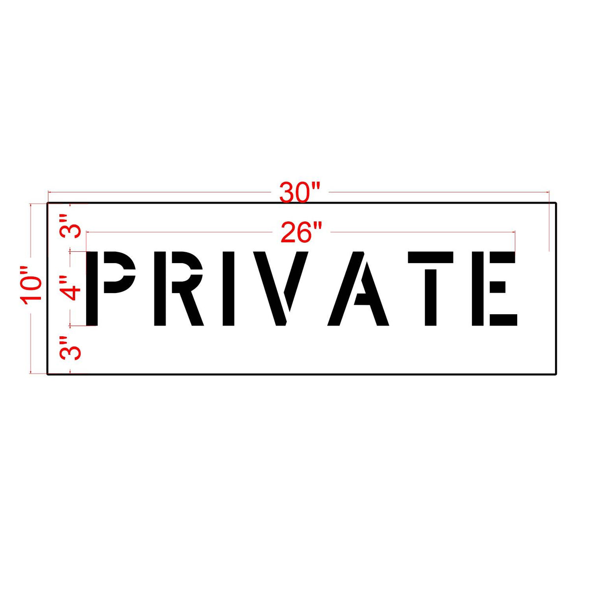 4 inch PRIVATE pavement marking stencil for curb and restricted parking striping applications