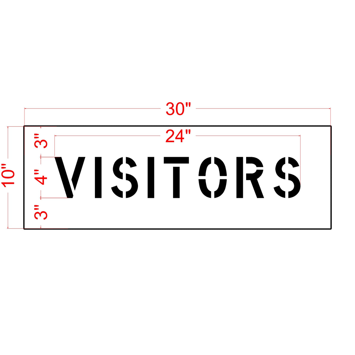 4 inch VISITORS pavement marking stencil for curb and designated visitor parking striping applications