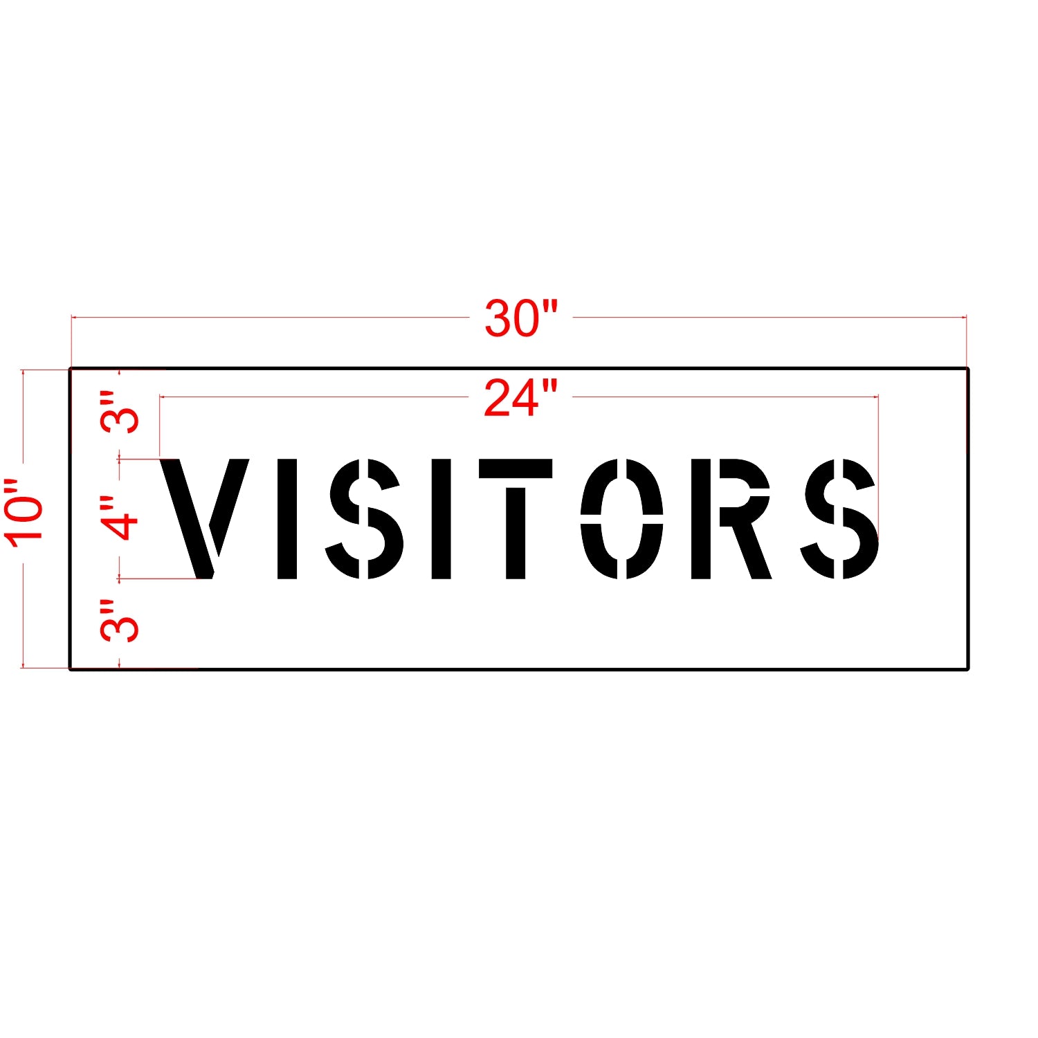 4 inch VISITORS pavement marking stencil for curb and designated visitor parking striping applications