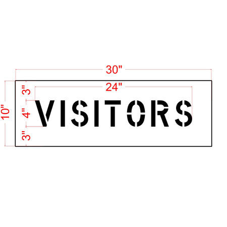 4 inch VISITORS pavement marking stencil for curb and designated visitor parking striping applications