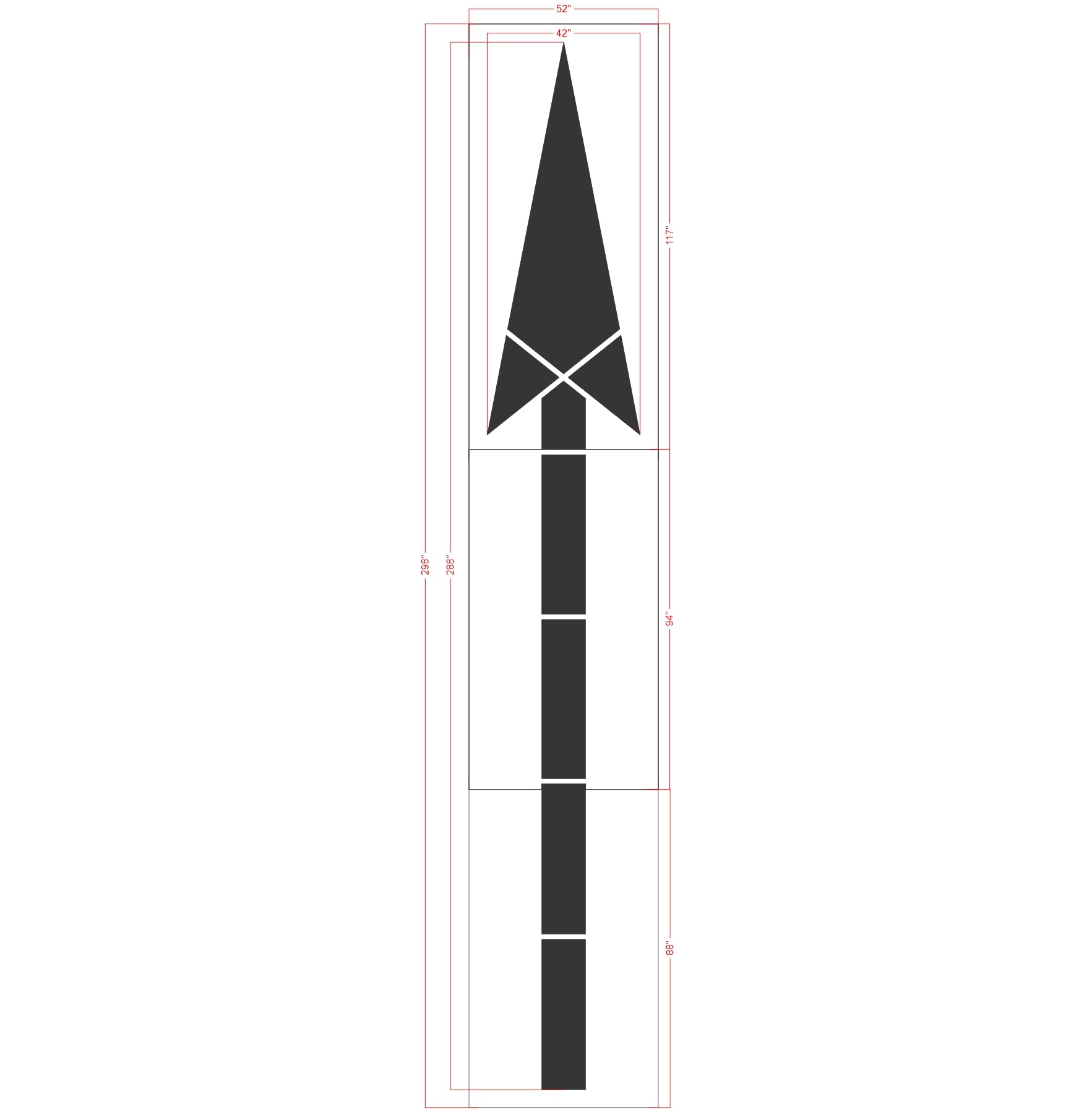 288 inch California DOT straight arrow stencil for highway lane direction and roadway pavement striping applications