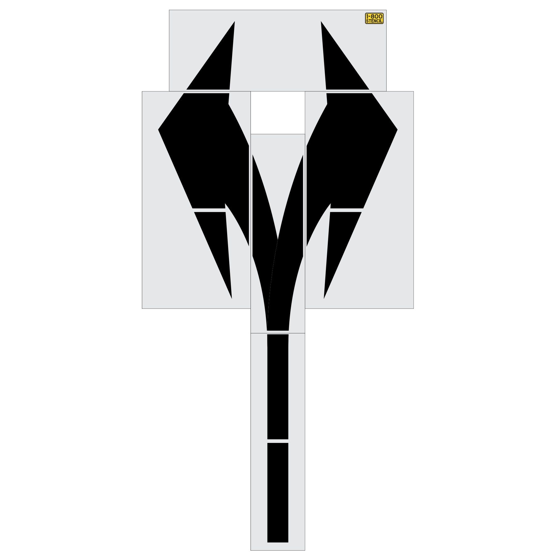 288 inch California DOT lane split arrow stencil for roadway lane divergence and pavement striping applications