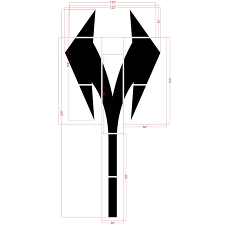 288 inch California DOT lane split arrow stencil for roadway lane divergence and pavement striping applications