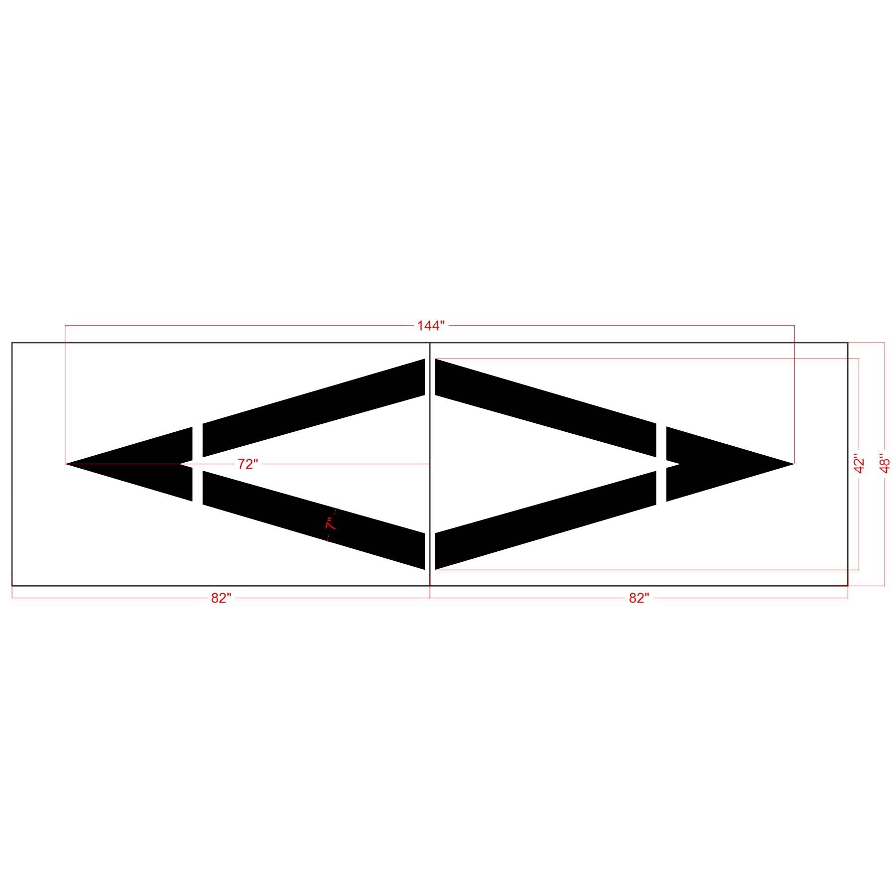 144" California DOT Preferential Lane Symbol Stencil - High-quality stencil for pavement marking, durable and reusable