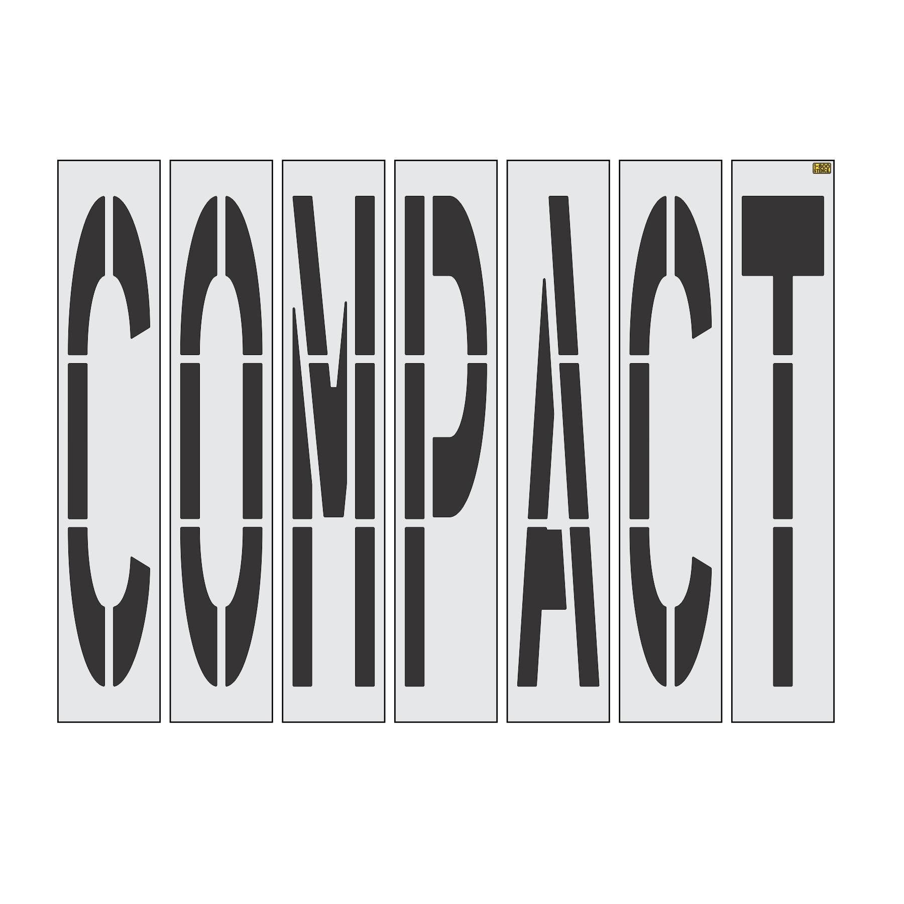 96 inch California DOT COMPACT wording stencil for compact vehicle parking space pavement striping applications