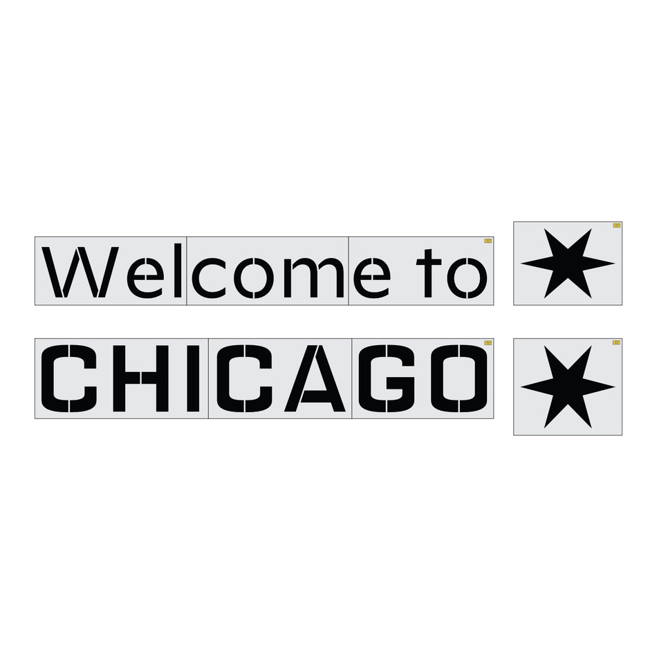 Welcome to CHICAGO with stars Stencil set