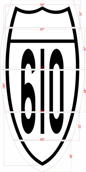 180" Houston DOT 610 Interstate Shield Stencil