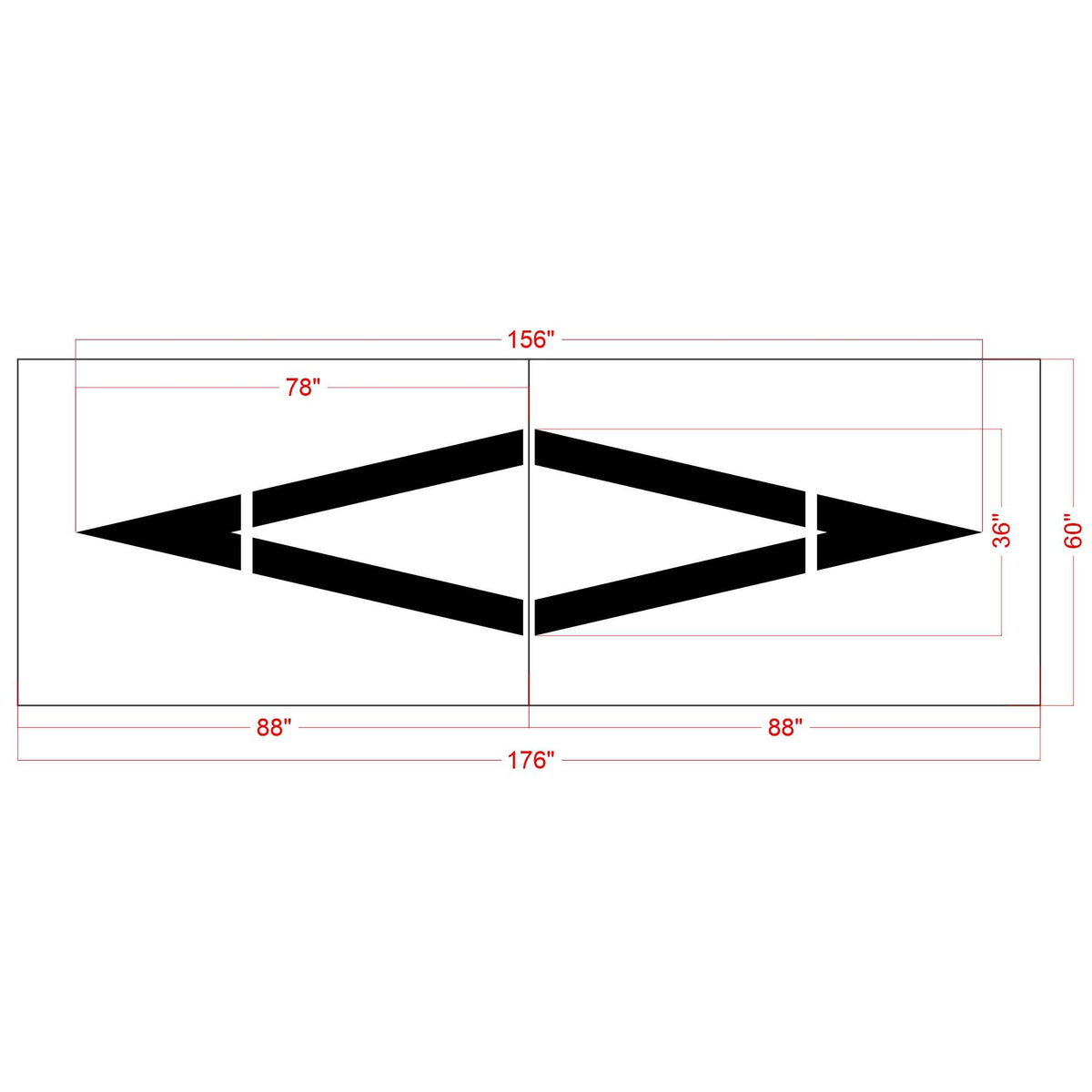 156 inch Connecticut DOT preferential lane symbol stencil for roadway priority lane pavement striping applications