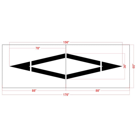 156 inch Connecticut DOT preferential lane symbol stencil for roadway priority lane pavement striping applications