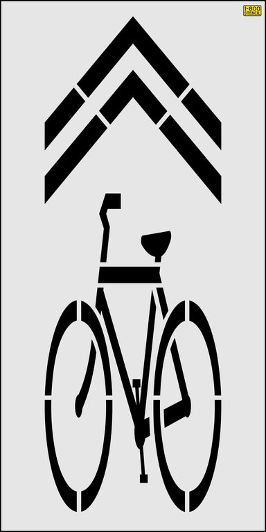 112" Massachusetts DOT Bike Symbol w/ Chevron Stencil