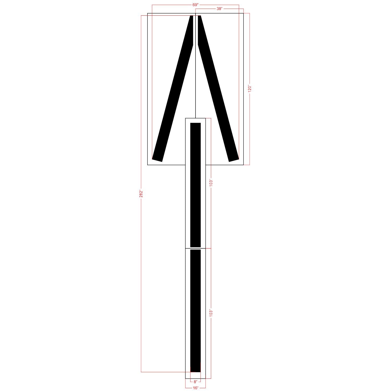 Dimensions of 4 inch FIRE LANE TOW AWAY ZONE curb stencil for parking lot and municipal fire lane striping applications