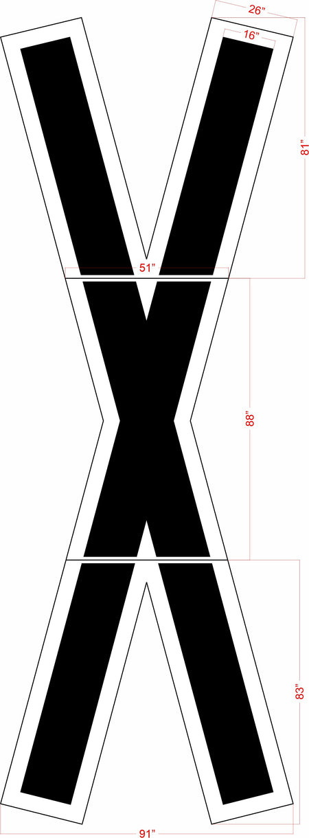 240" North Dakota DOT Railroad Crossing Symbol - High-quality stencil for pavement marking, durable and reusable