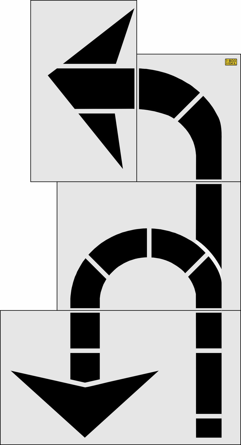 192" New Jersey DOT Left and U-Turn Arrow Stencil