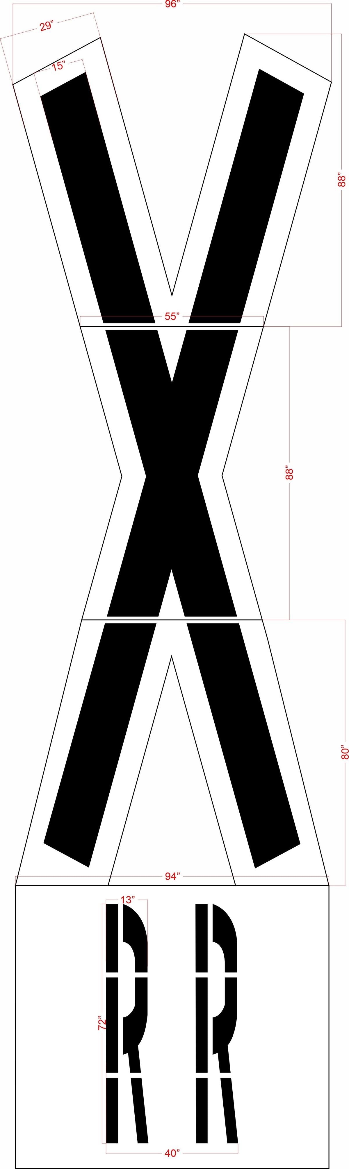 239" New Jersey DOT Railroad Crossing Kit - High-quality stencil for pavement marking, durable and reusable