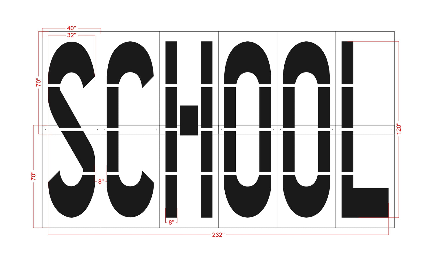 120" New Orleans DOT SCHOOL Stencil - 1-800-Stencil