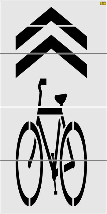 224" New York DOT Bike Symbol w/ Chevron Stencil