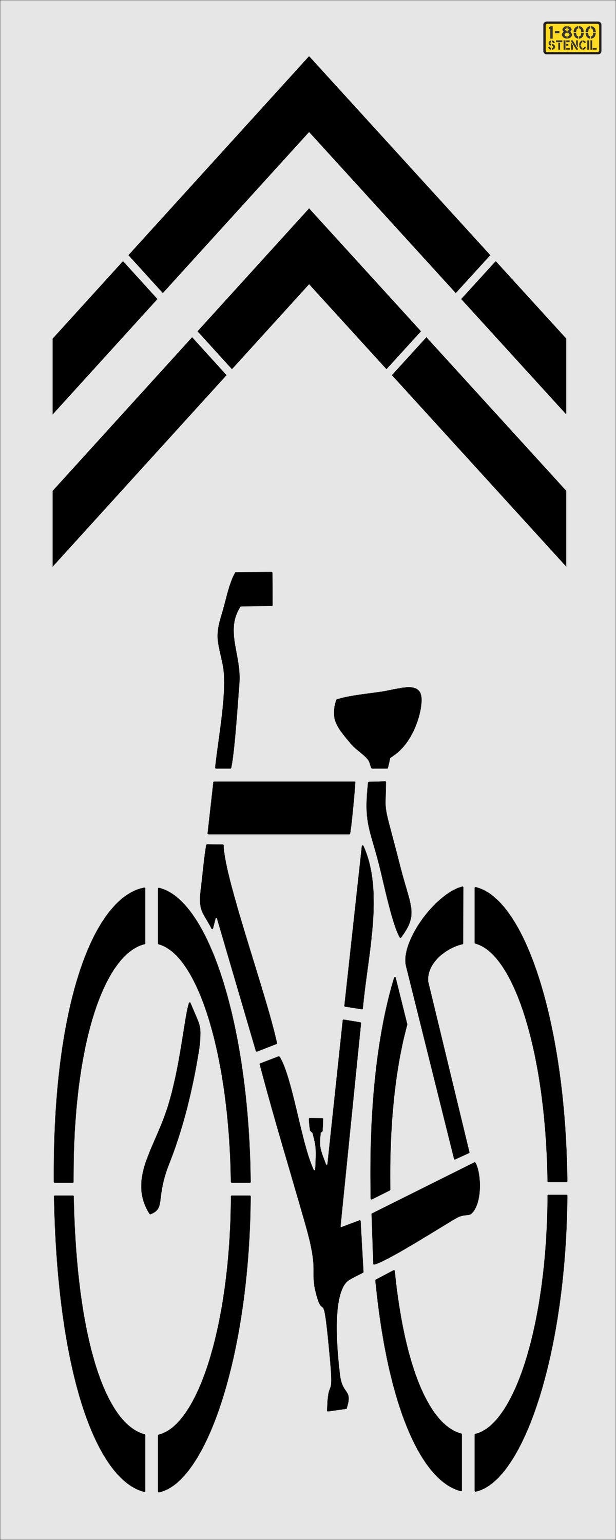 112" Ohio DOT Bike Symbol w/ Chevron Stencil - High-quality stencil for pavement marking, durable and reusable