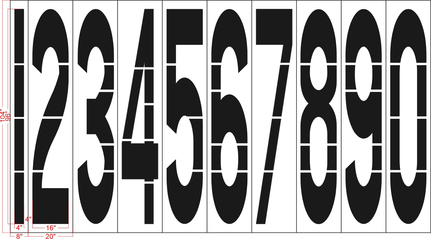 96" San Antonio DOT Number Kit Stencil - 1-800-Stencil