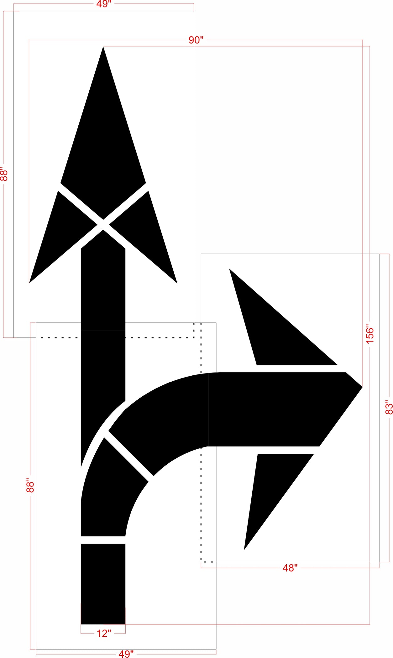 153" Texas DOT Combo Arrow Stencil — 1800Stencil