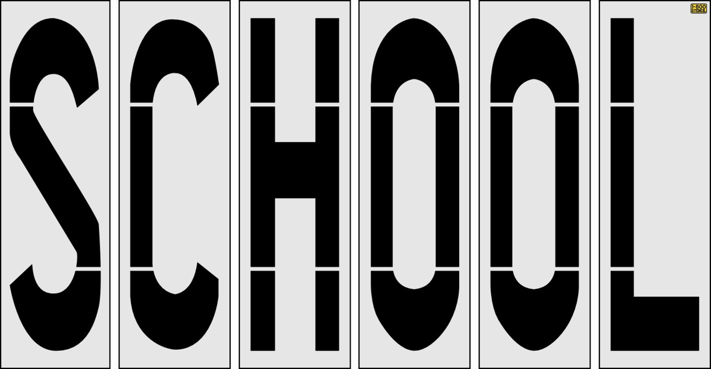 72" Utah DOT SCHOOL Stencil - High-quality stencil for pavement marking, durable and reusable