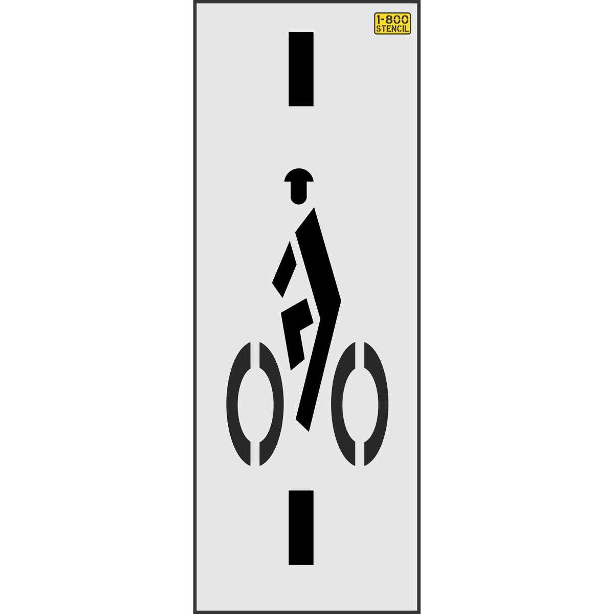 43-inch Wisconsin DOT bike rider with dash pavement marking stencil for bicycle lane guidance