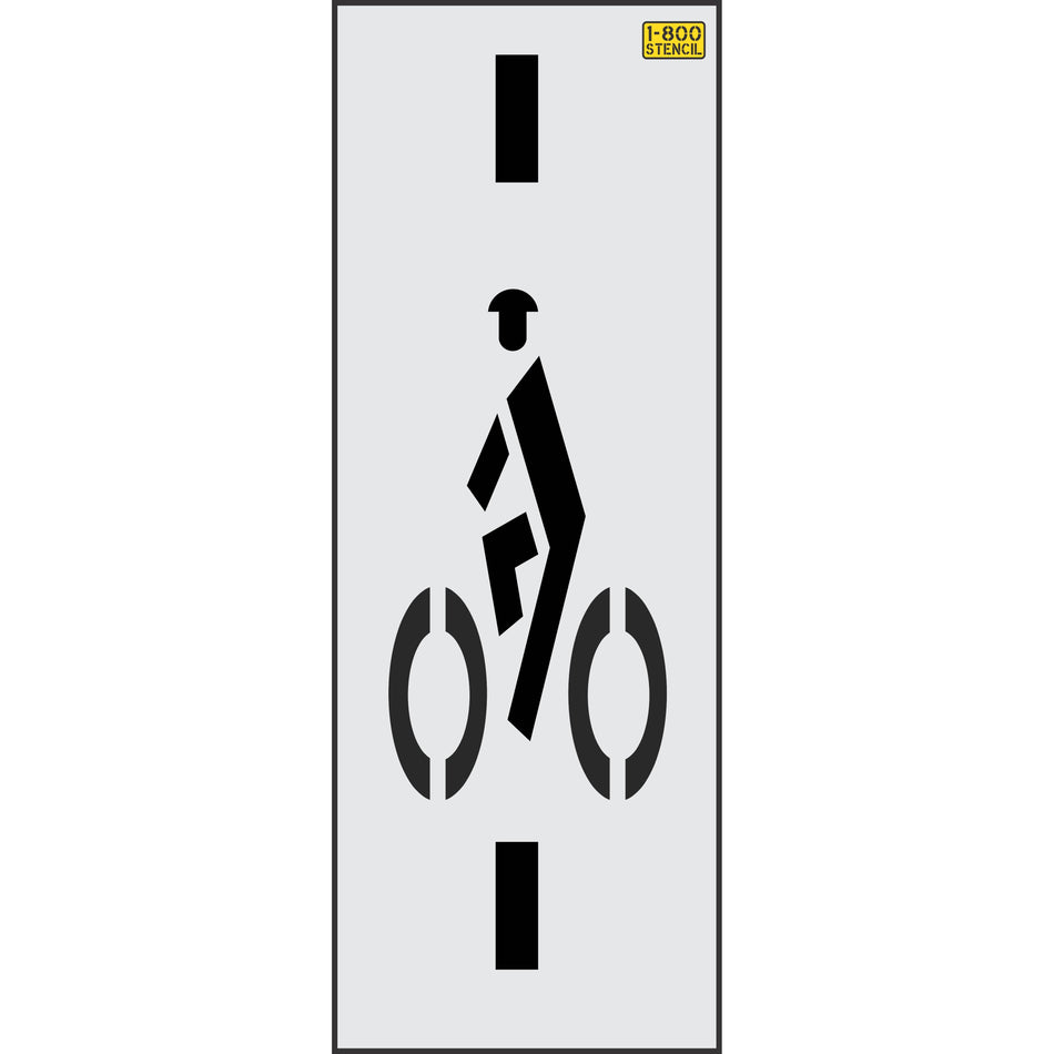 43-inch Wisconsin DOT bike rider with dash pavement marking stencil for bicycle lane guidance