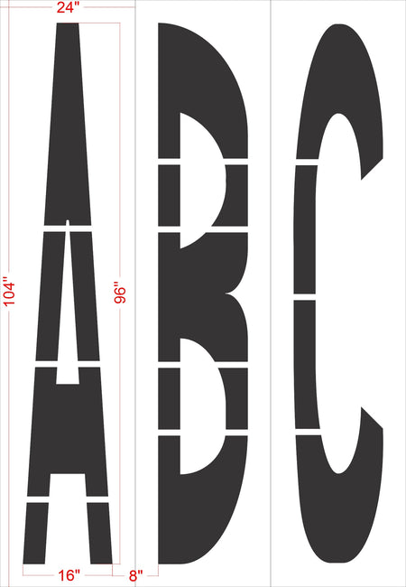 96" Wyoming DOT Alphabet Kit Stencil - High-quality stencil for pavement marking, durable and reusable