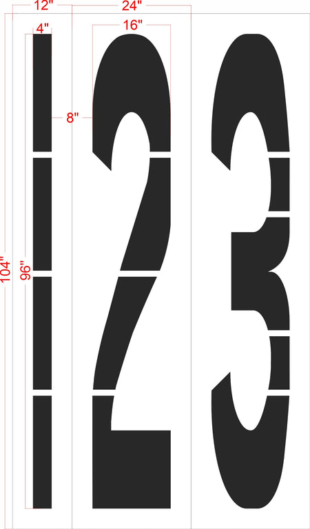 96" Wyoming DOT Number Stencil Kit - High-quality stencil for pavement marking, durable and reusable
