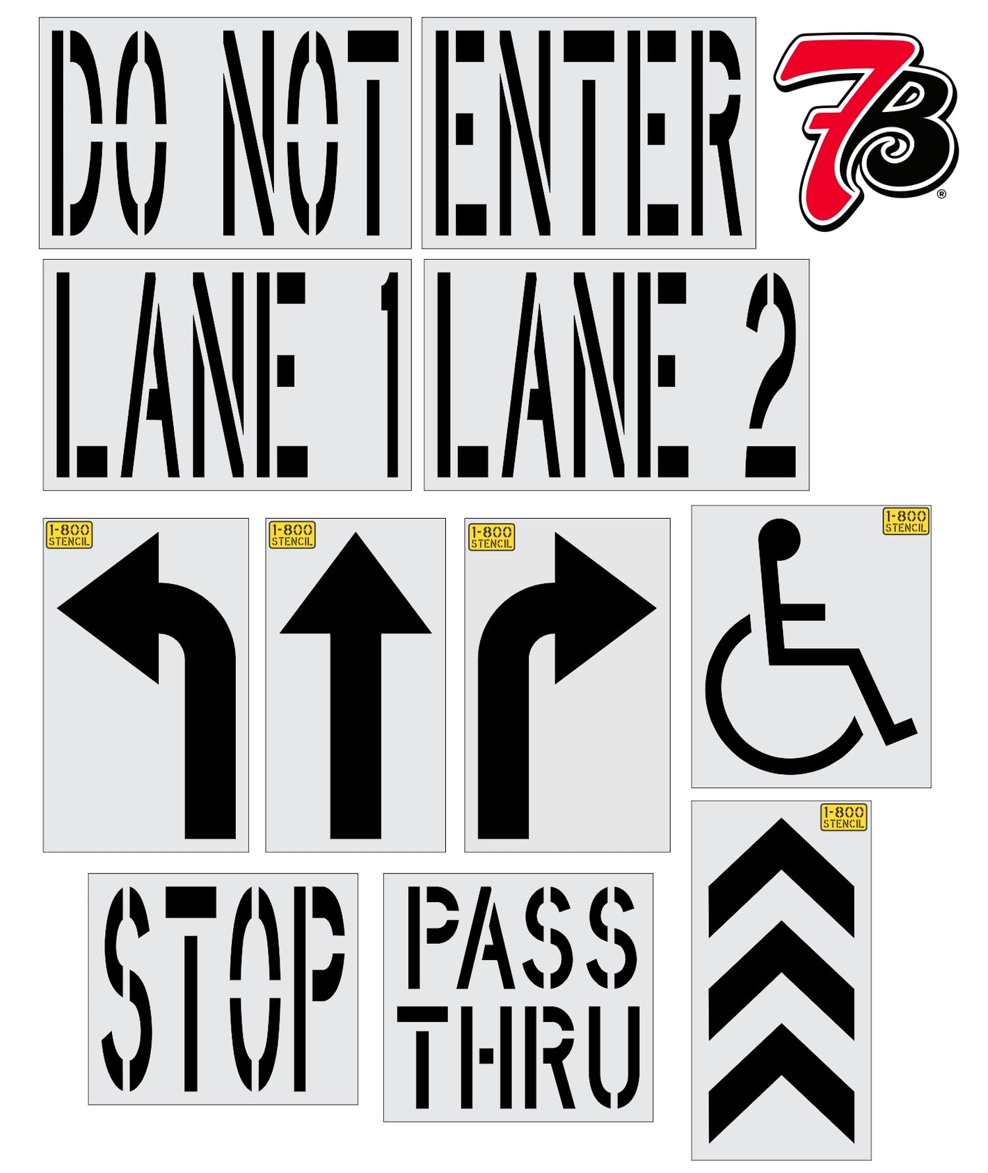{11 pc} 7Brew Striping Stencil Kit - High-quality stencil for pavement marking, durable and reusable