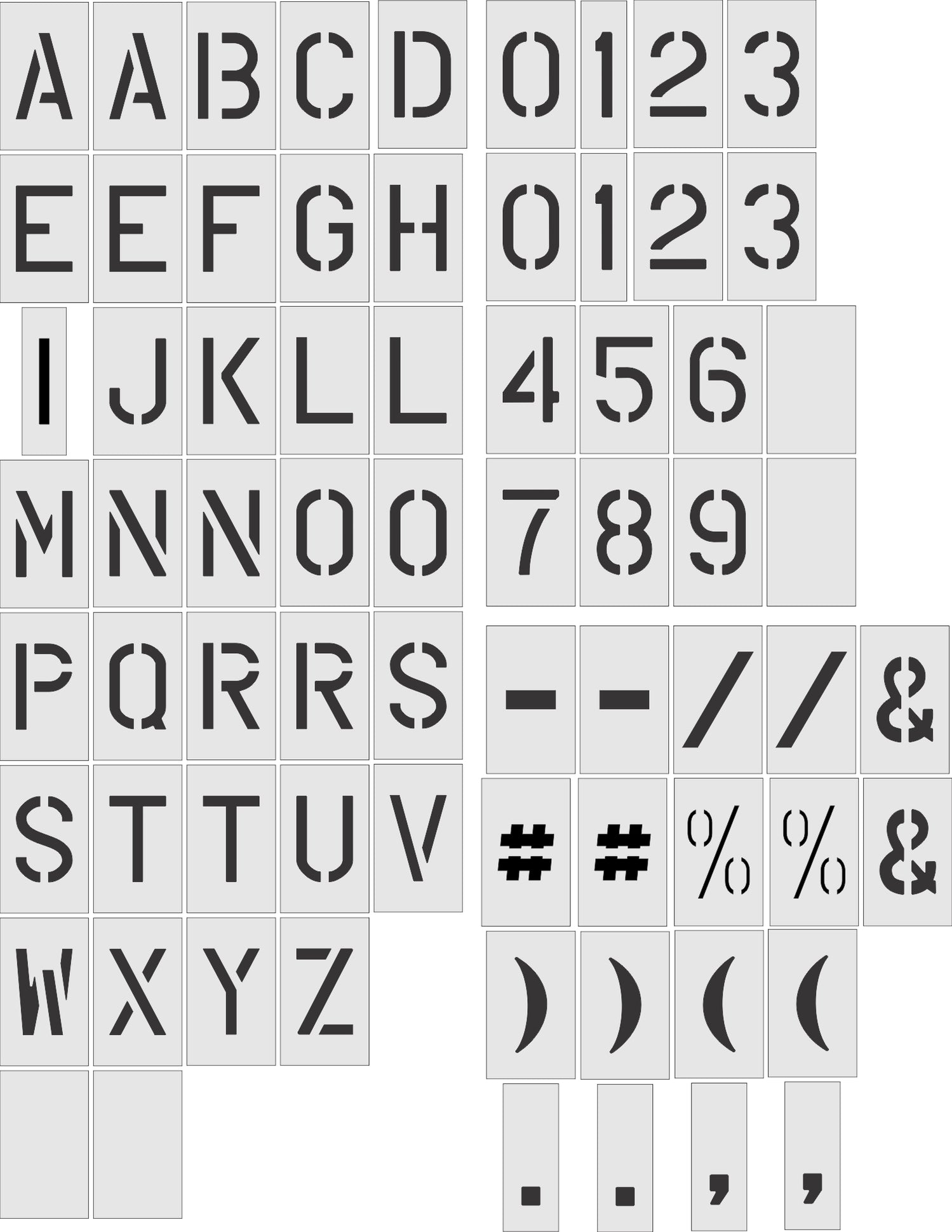 6" Alphabet and Number Mega Kit Stencil - 1-800-Stencil