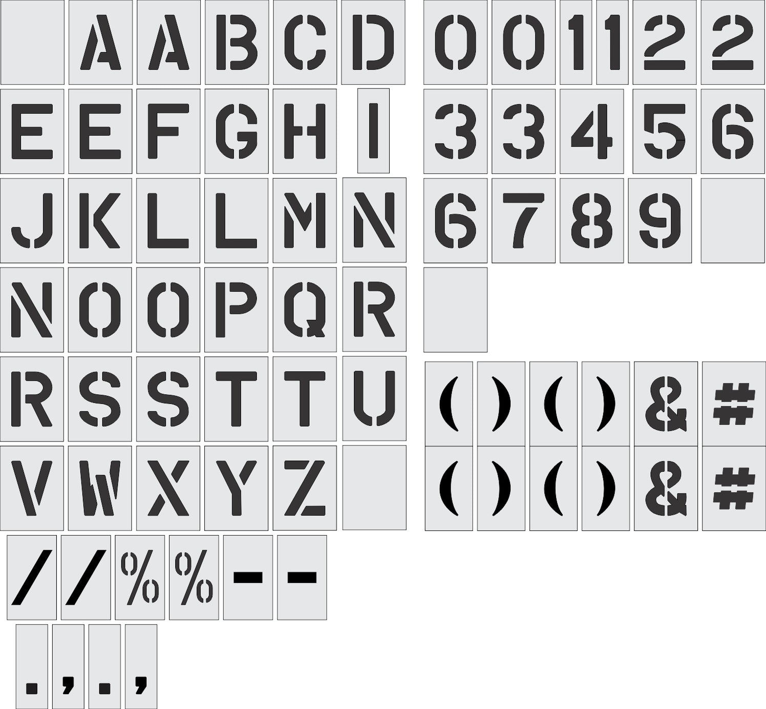 8" Alphabet and Number Mega Kit Stencil - 1-800-Stencil