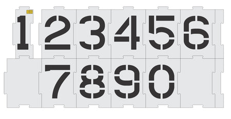 12 inch interlocking number stencil kit for parking lot and commercial pavement numbering applications
