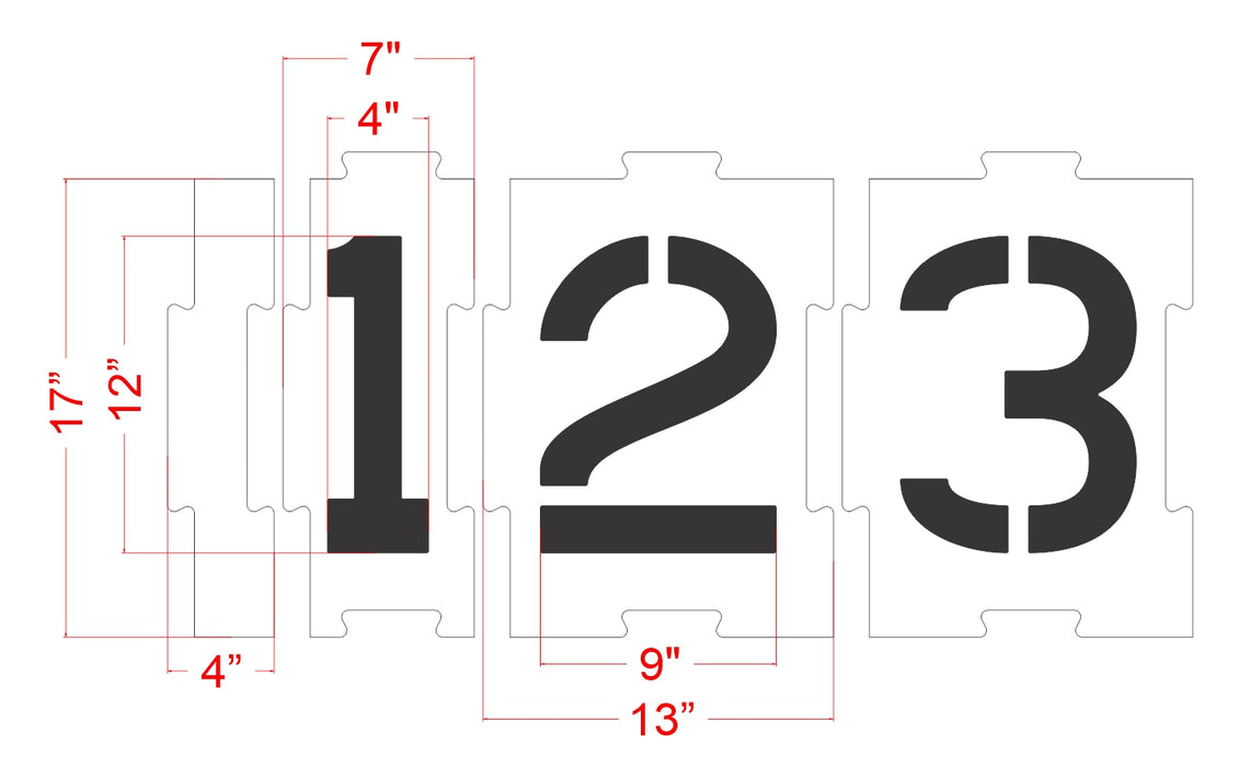 12" Interlocking Number Kit Stencil