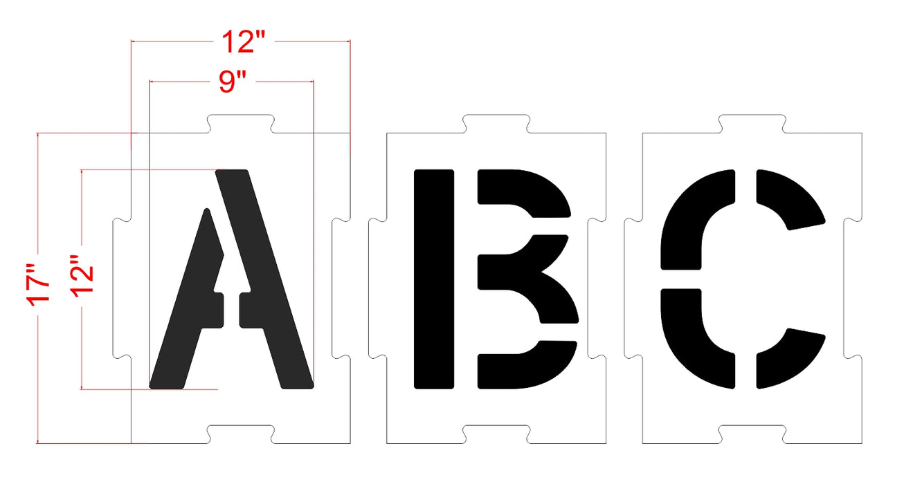 12 Interlocking Alphabet Kit Stencil — 1-800-Stencil