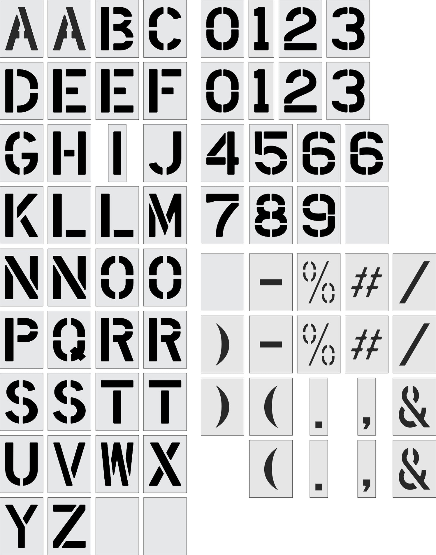 12" Alphabet and Number Mega Kit Stencil - 1-800-Stencil
