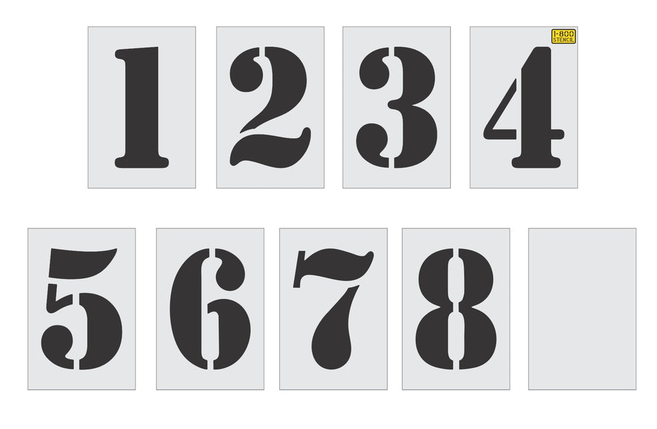 36" Track And Field Numbers 1-8 Stencil Set