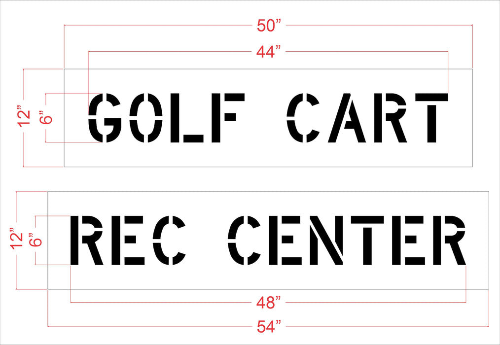 6" GOLF CART REC CENTER Stencils
