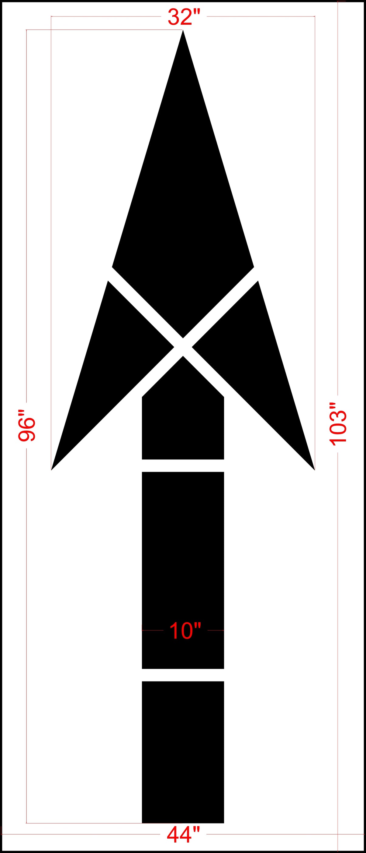 96" Illinois DOT Through Lane Straight Arrow Stencil 1800Stencil