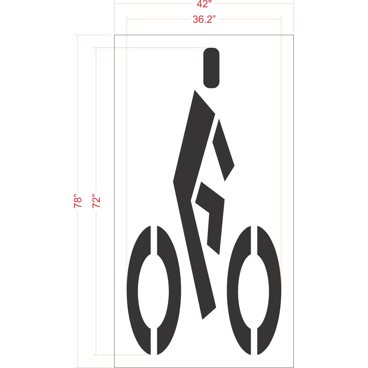 72 inch FHWA compliant bike rider stencil for roadway and bicycle lane pavement striping
