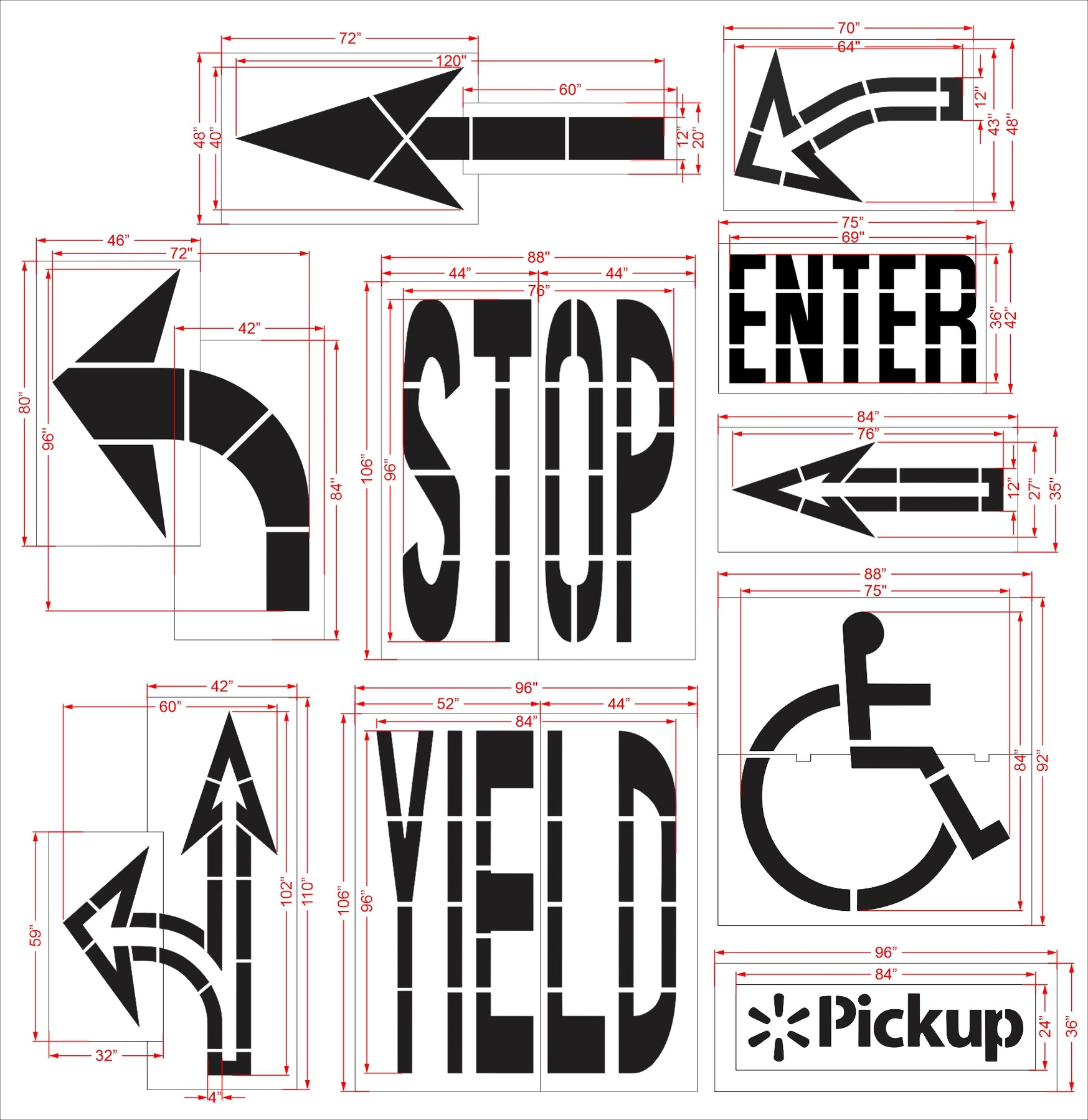 {10 pc} Walmart Striping Pro Stencil Kit 1800Stencil