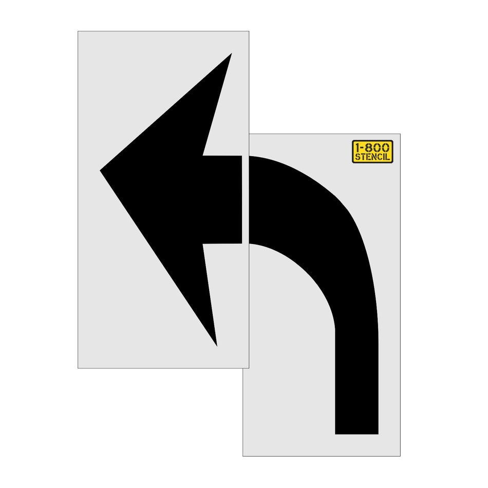 104-inch South Carolina DOT no-bridging 2-piece turn arrow pavement marking stencil for roadway directional guidance