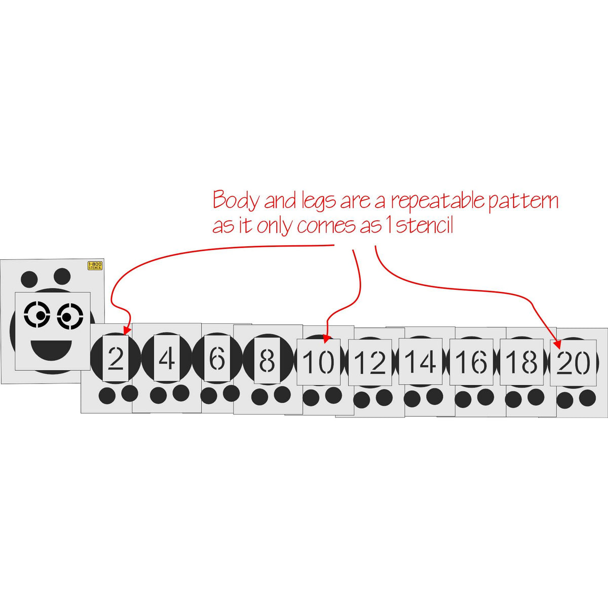 47 by 204 inch Caterpillar numbers stencil for heavy equipment and industrial identification marking applications