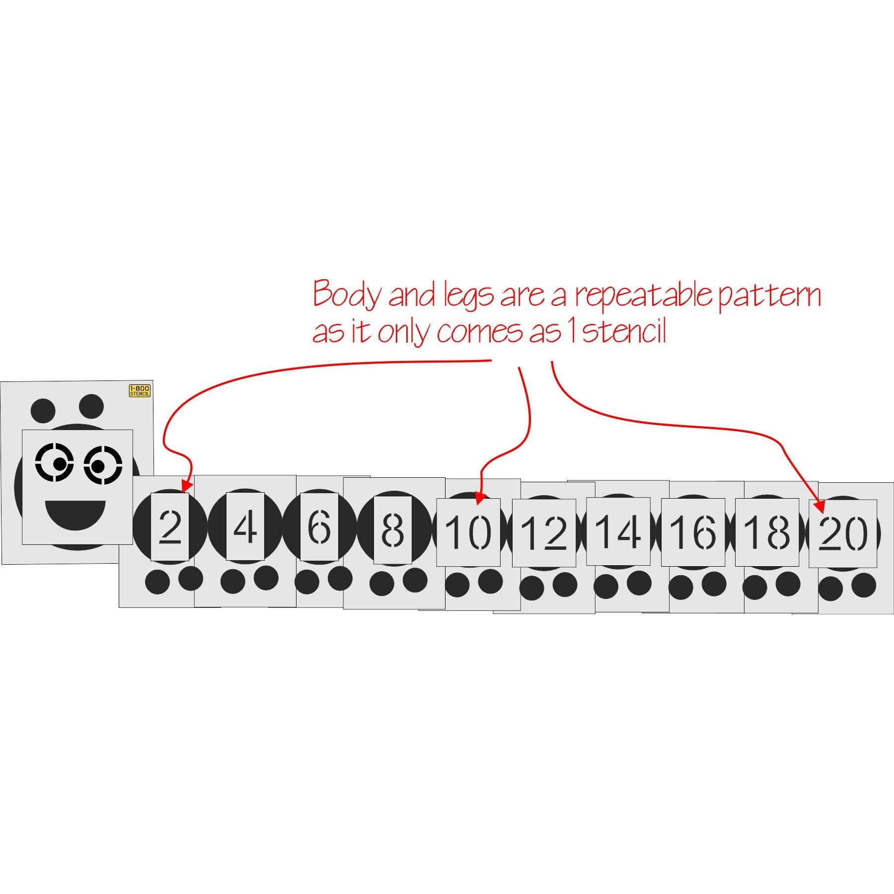 47 by 204 inch Caterpillar numbers stencil for heavy equipment and industrial identification marking applications