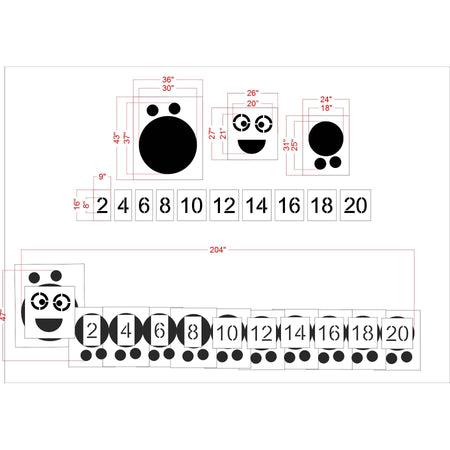 47 by 204 inch Caterpillar numbers stencil for heavy equipment and industrial identification marking applications