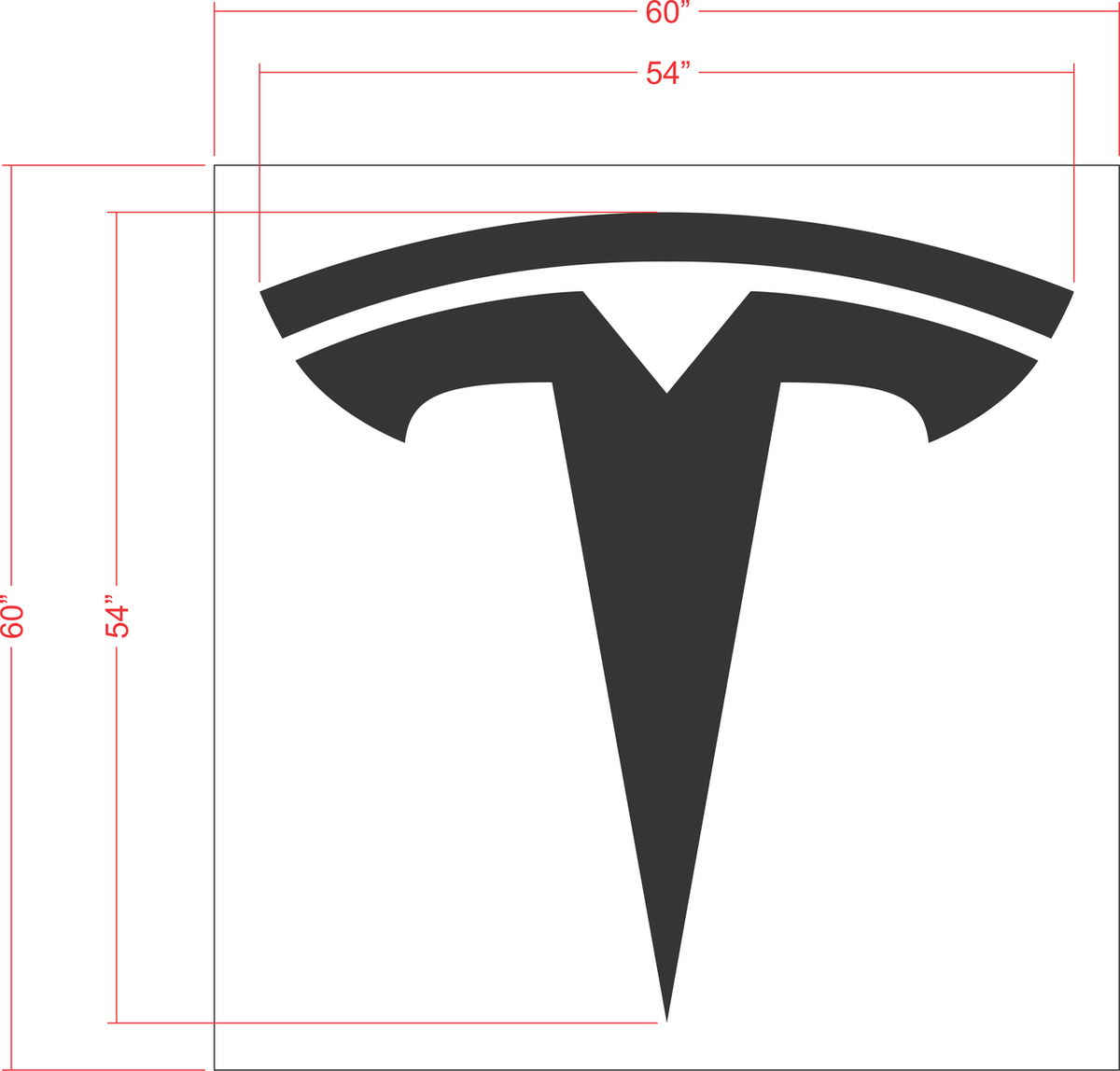 54" TESLA Logo Stencil