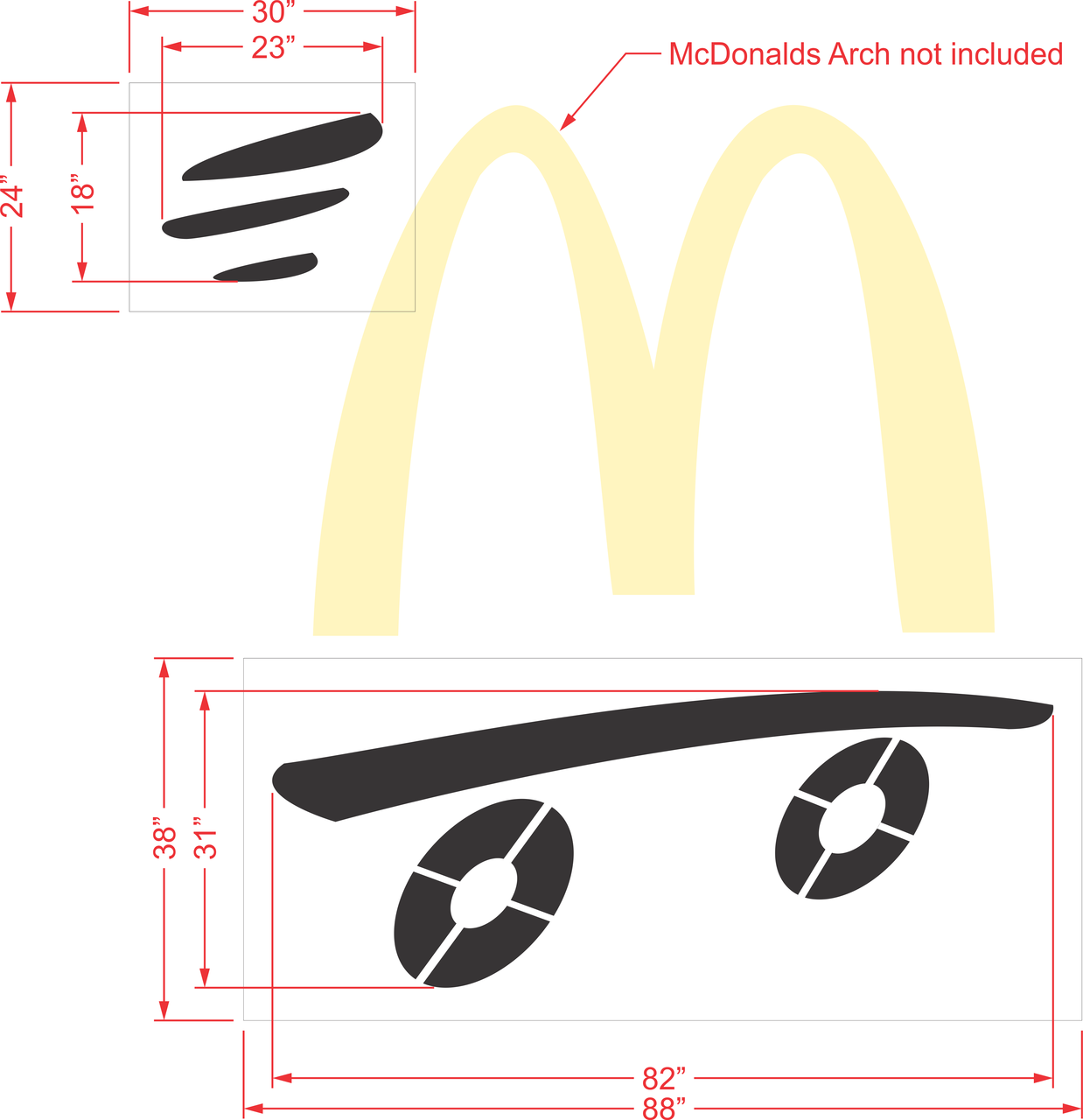 McDonald's 82" Speedy Skateboard stencil