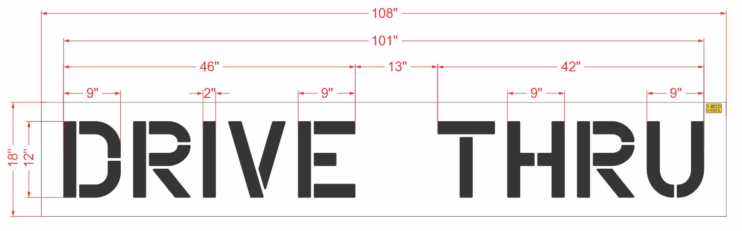 12 inch DRIVE THRU stencil
