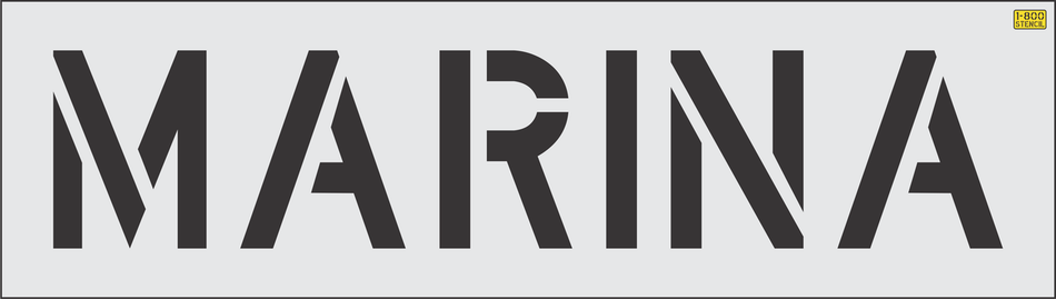 12" MARINA Stencil - High-quality stencil for pavement marking, durable and reusable