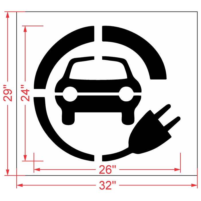 Electric Car w/ plug Stencil - (24"-48")